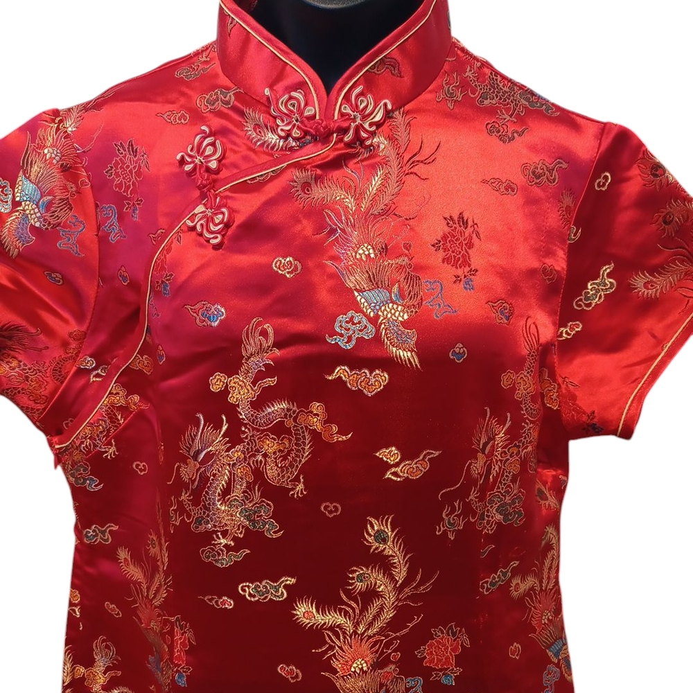 Red Chinese Dragon Dress 80% Silk 6505